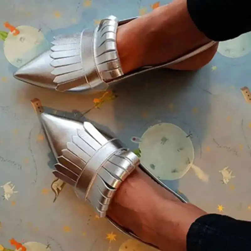 2022 Giày Nữ Giày Nữ Tua Rua Cho Nữ Giày Gót Thấp Mũi Nhọn Thuyền Giày Xuân Hè Nữ Mới Trơn Thoải Mái giày