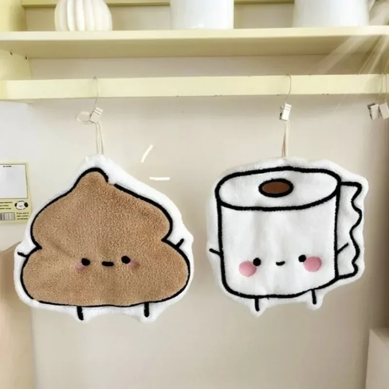 1pc Fun Poop Roll Toilet Paper Shaped Hanging Quick Drying Absorbent Towels Cute Bathroom Home Decoration Gifts