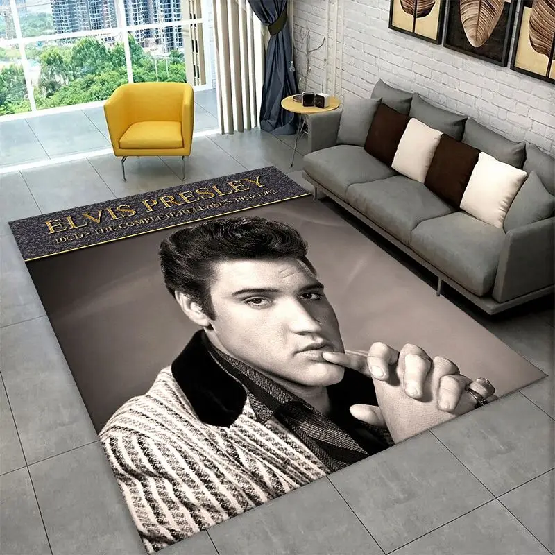 Retro The King E-Elvis Presley Non-Slip Area Rug for Living Room,Bedroom,Playroom,Soft Carpet Floor Mat Home Decor Rug  Room