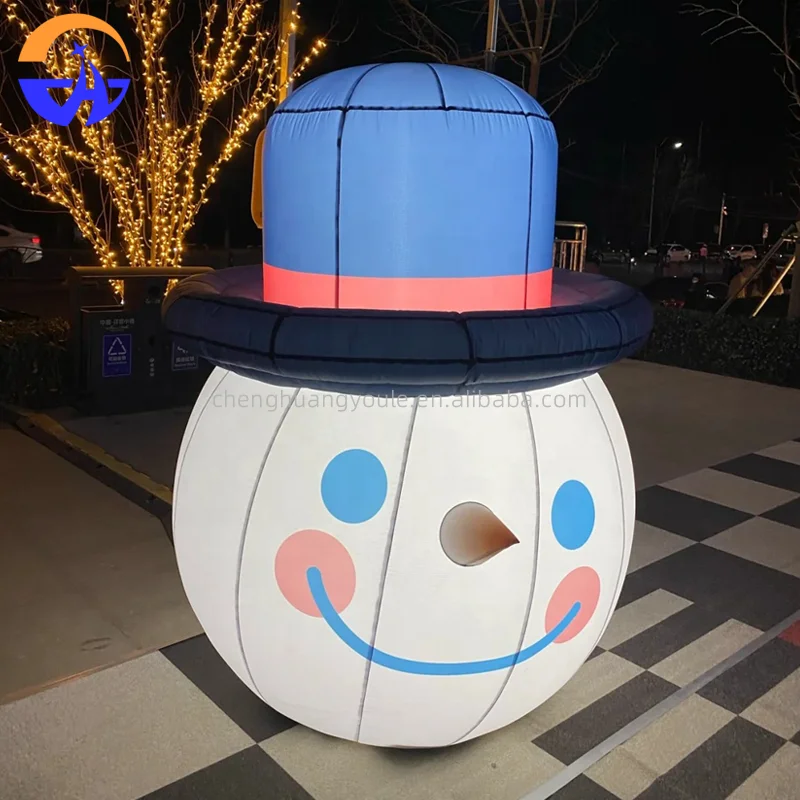 

Christmas Outdoor Yard Decoration Prop Inflatable Cartoon Light-Up Christmas Snowman Ball with Hat Model