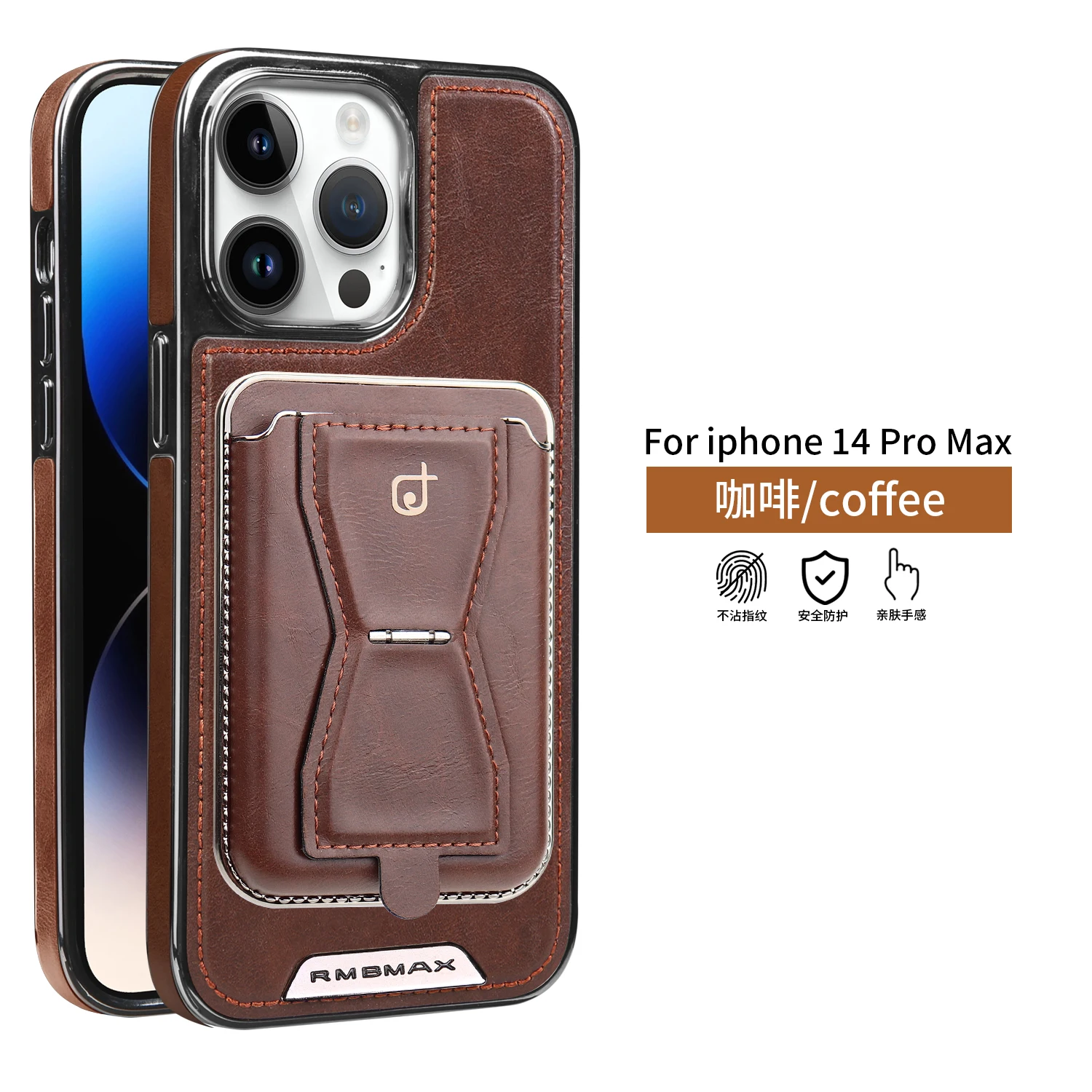 

Кожаный чехол для телефона с магнитным слотом для карт для iphone 16, 15, 14 Plus, 16, 15, 12, 13 Pro Max 16E, роскошный бизнес-кронштейн для телефона