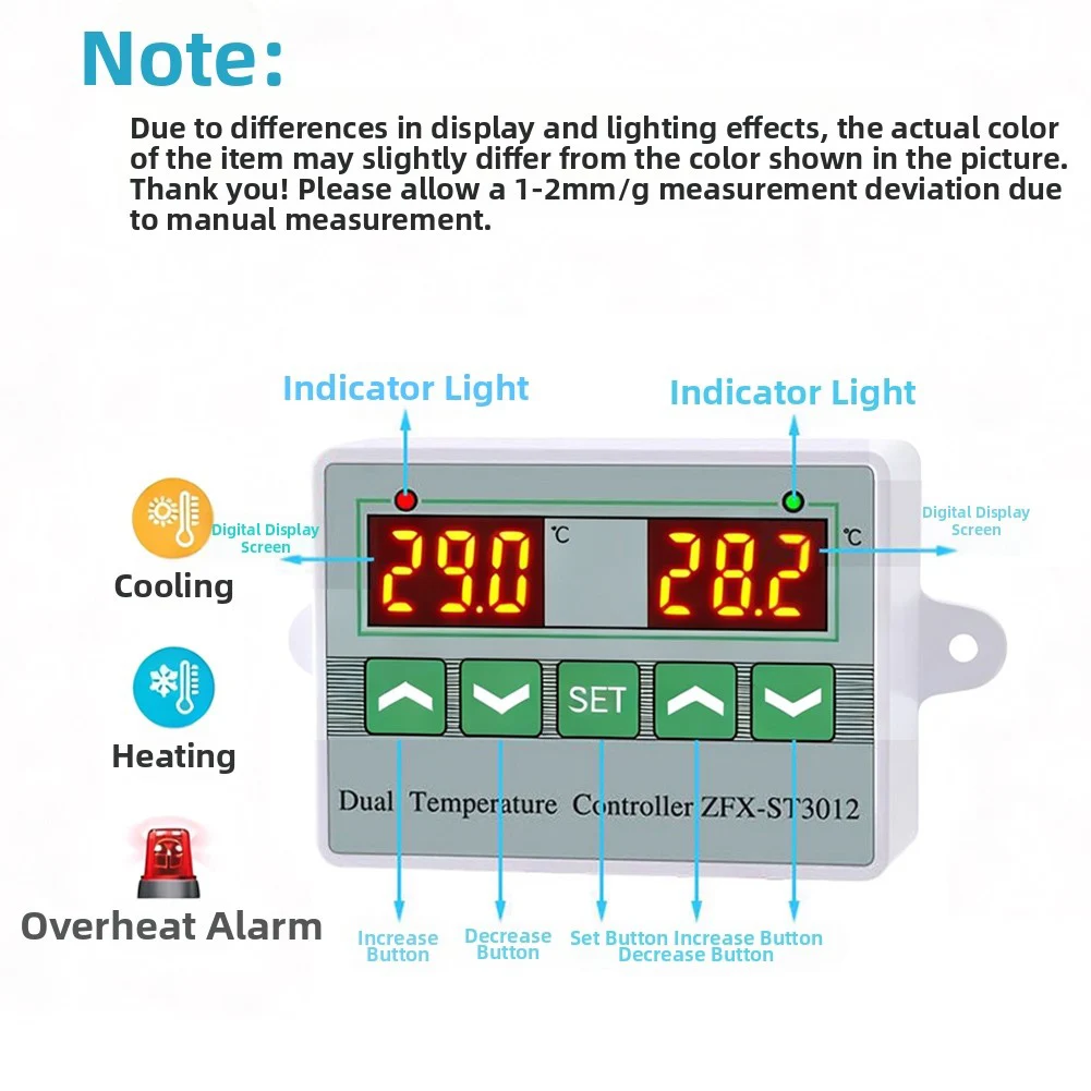 Dual-Zone Controller As Shown Digital Thermostat 1 C Control Accuracy 220V Power Supply Data Storage Capability For HVAC Systems