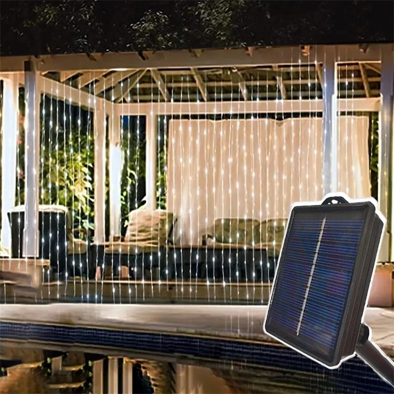 

Wedding Party New Year Yard Decoration Outdoor 3/6M Fairy Lights Garland Christmas Garden Decor LED Solar Curtain Lights String