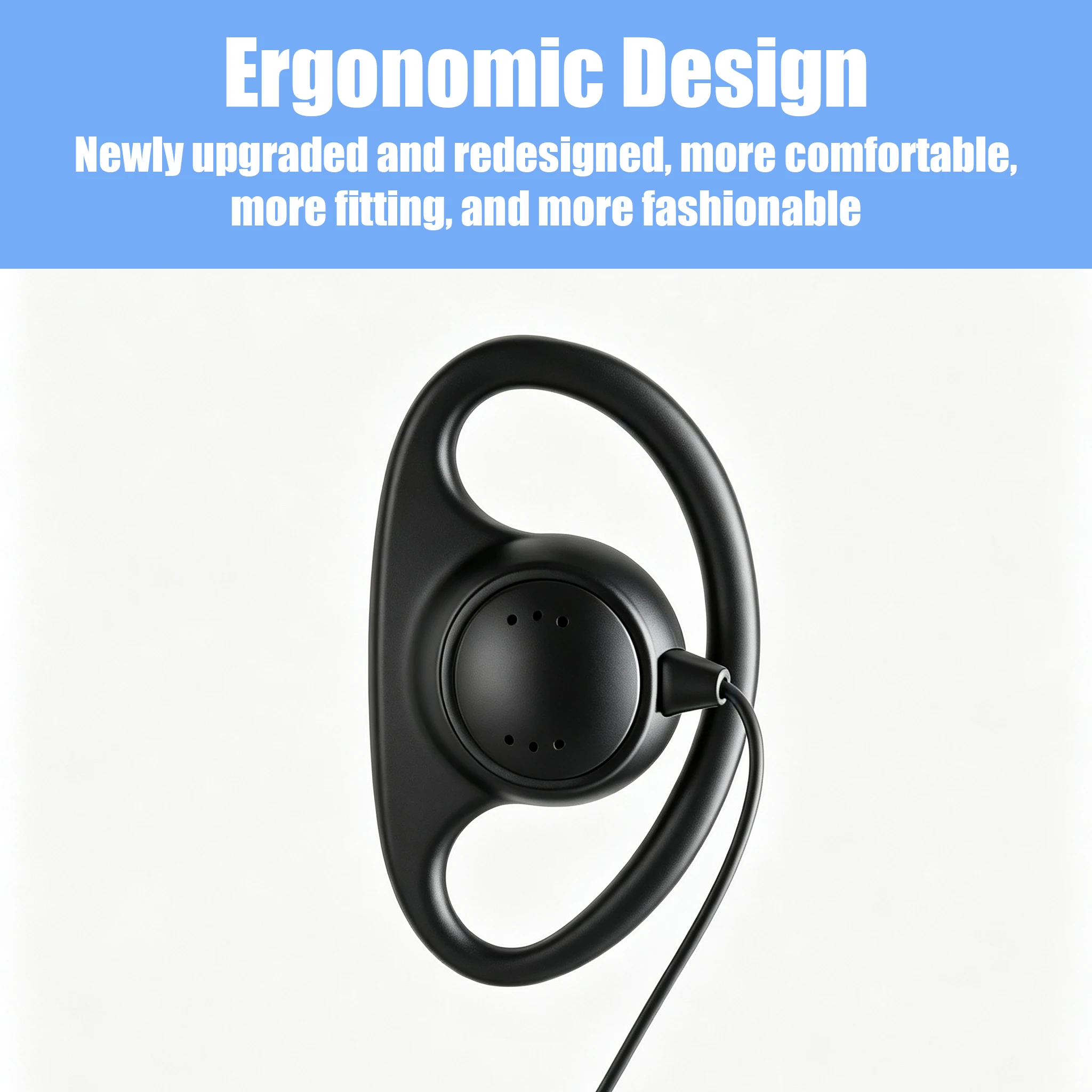 Walkie Talkie Headset with MIC PTT D-Shape Walkie Talkie Earpiece Headphone for Baofeng Kenwood Puxing TYT Radio Accessory