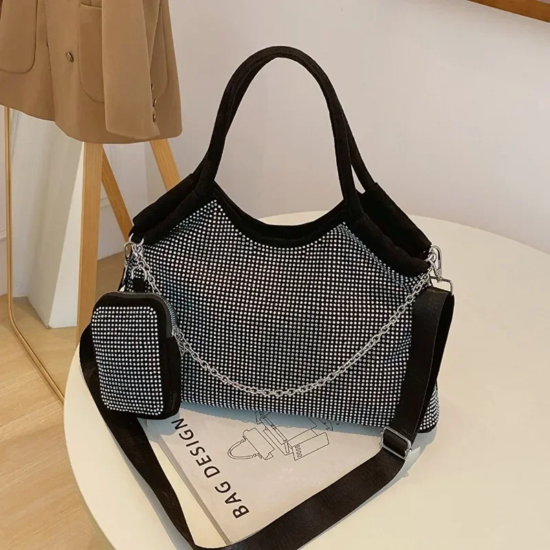 2023 nuova borsa da donna con strass lucidi borsa per la spesa grande borsa per la cena di moda borsa a tracolla ascellare borsa da pendolare per