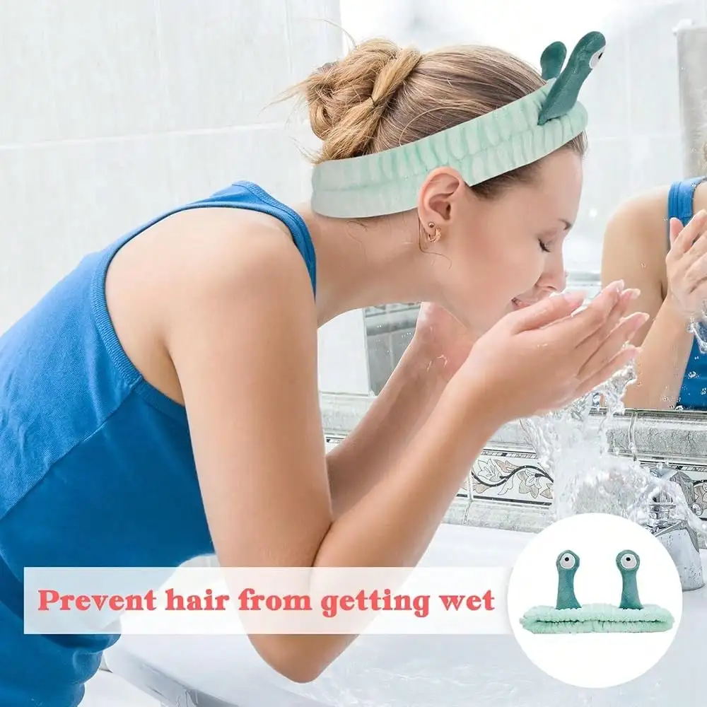 

Милые повязки на голову с изображением улиток, 2 шт., для умывания, ухода за кожей, макияжа, мягкие эластичные повязки из микрофибры для женщин