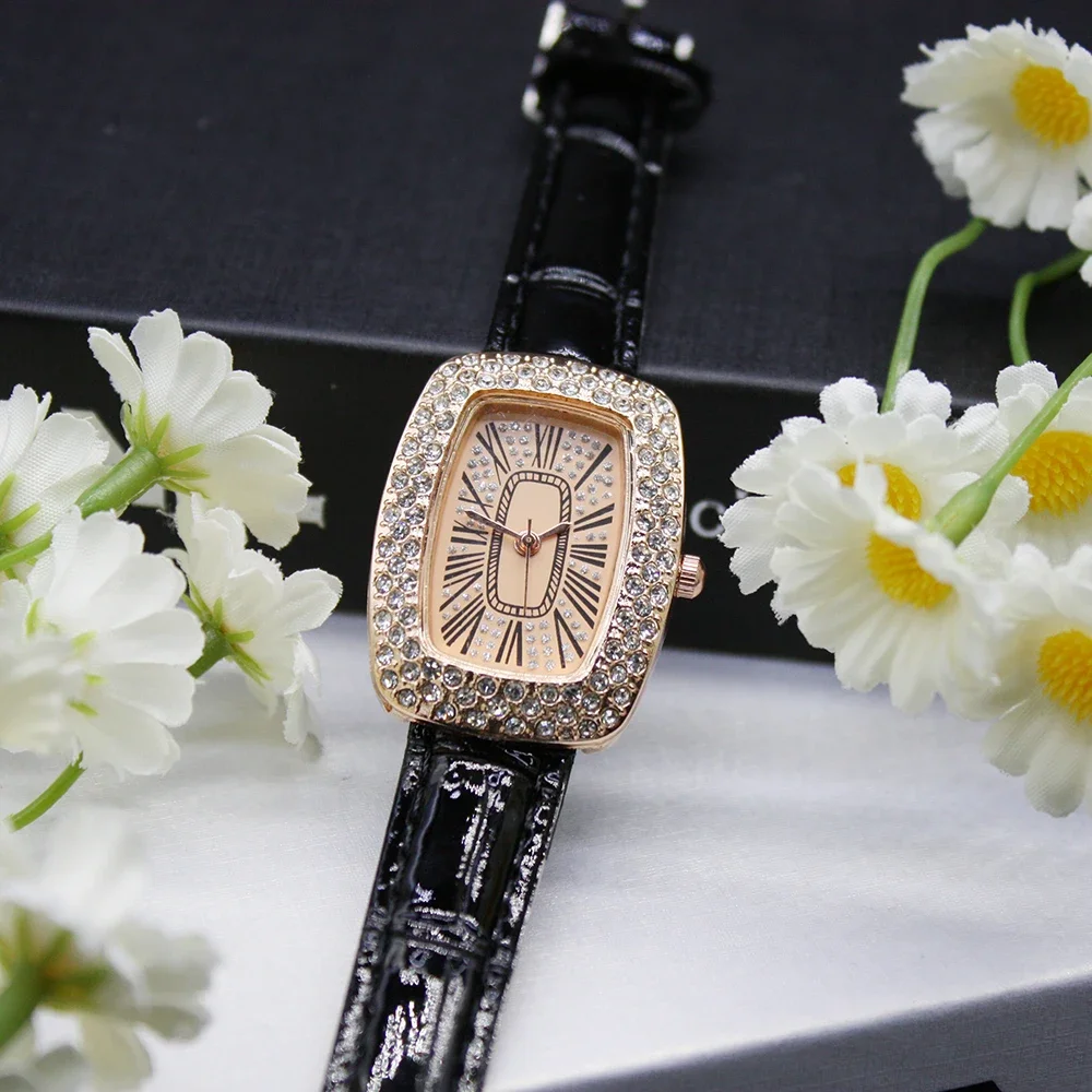 2pcs Set Classic Ladies' Watch Cartetas Woman Leather Fashion Exquisite Leather Retro Strap Watch for Outdoor Activities