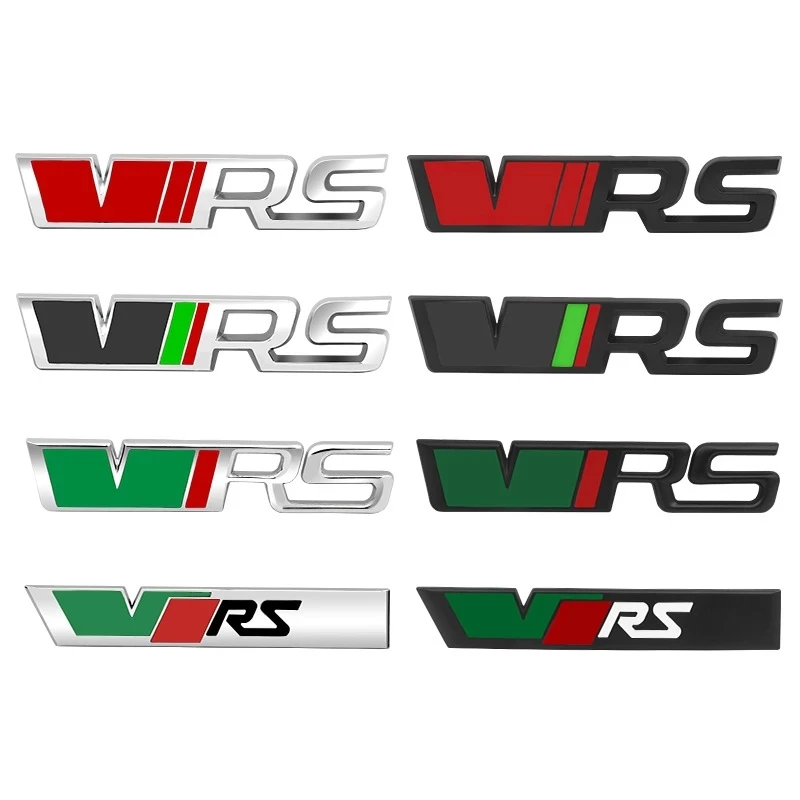 Image of 3d Metall Logo VRS Emblem Buchstaben Auto Front Grill Abzeichen Für Skoda Fabia 1 MK1 Kodiaq Ocavia 2 3 MK3 MK2 VRS Aufkleber Zubehör