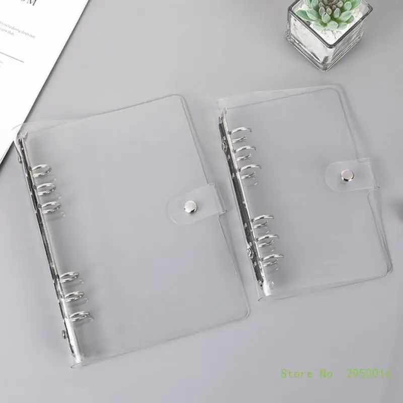 Clear Binder Cover Notebook Shells Loose Leaf Notebook Binder Cover Protector 6 Holes Binder for School Office