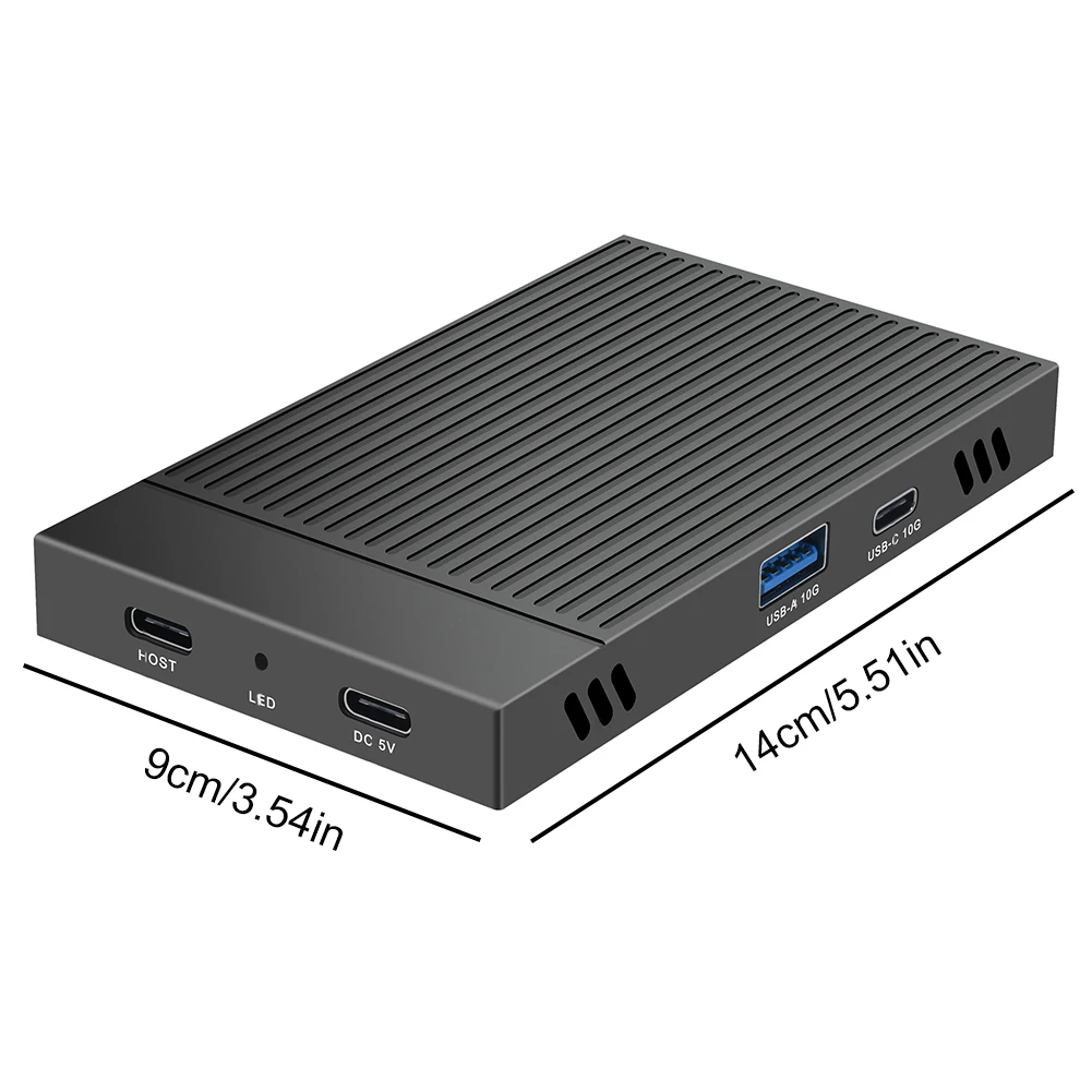 Dual Bay M.2 NVME SSD Enclosure with USB3.2 GEN2 10G + Type C 10Gbps HUB SSD Case SSD Disk Box for 2230 2242 2260 2280 NVME SSD