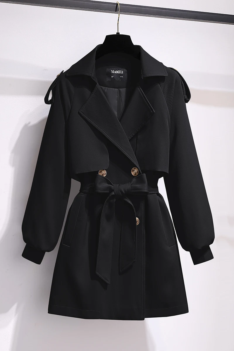 Giacca a vento stile britannico donna Streetwear doppio petto Trench corto elegante autunno inverno giacche di media lunghezza