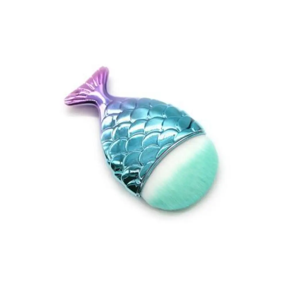 Rayon Wool Mermaid Face Blush Brush Powder Colorful Mermaid Tail Makeup Brush Fish Tail Shape Nail Brush Cosmetic Brushes
