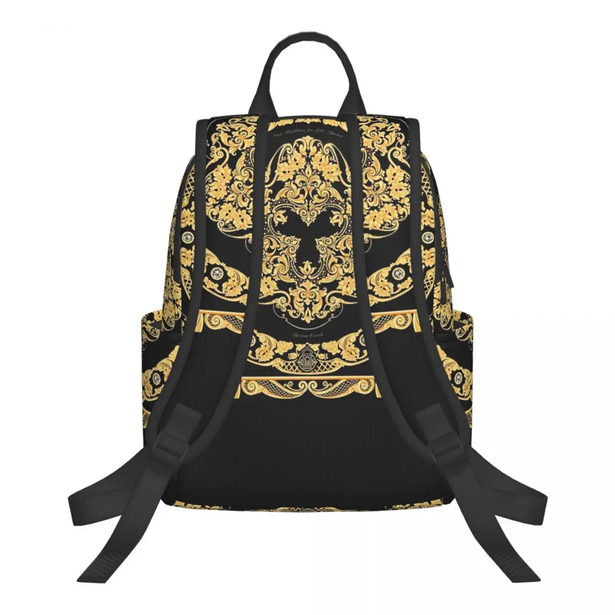Decorative Golden Medallion Baroque (6) Student Backpack School Bag Hiking Travel Daypack for Men Women Bookbag Shoulder Bags