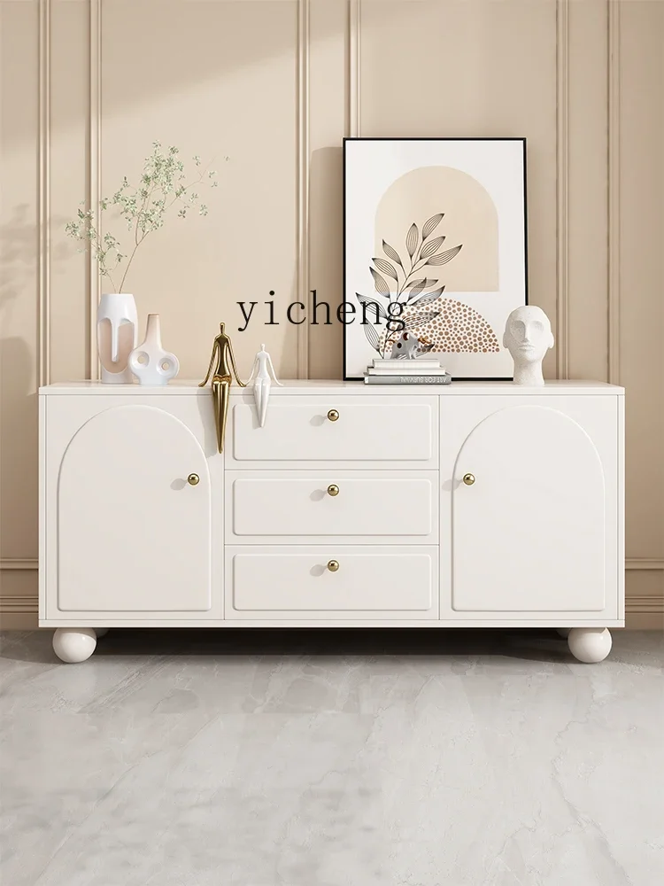 ZK French Cream Style Solid Wood Chest of Drawers Storage Cabinet Bedroom Wall Locker Bed Front Cabinet