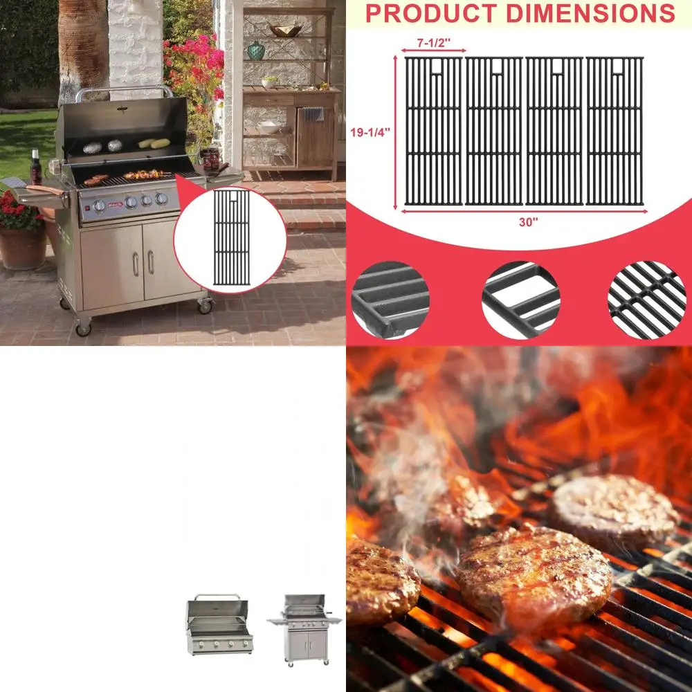 

Bull 4-Burner Grill Replacement Cast Iron Grates for Models 527036, 47628AGA, 47628CE, 47629, 87001, 87002, 87048, 44000, 44001,