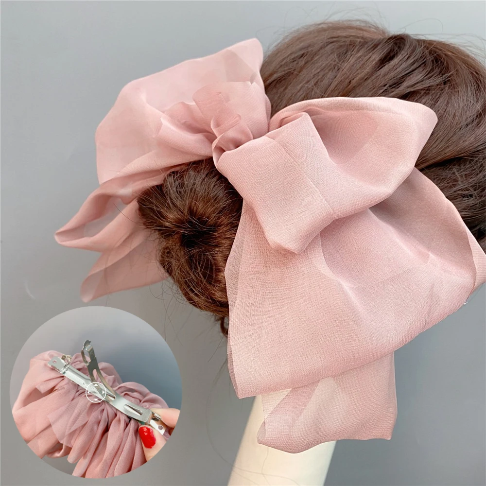 

Винтажные заколки для волос в корейском стиле, большие 3D заколки с бантом, сетчатые заколки с эффектом завидения, 3-уровневые для женщин, элегантные аксессуары без осенней