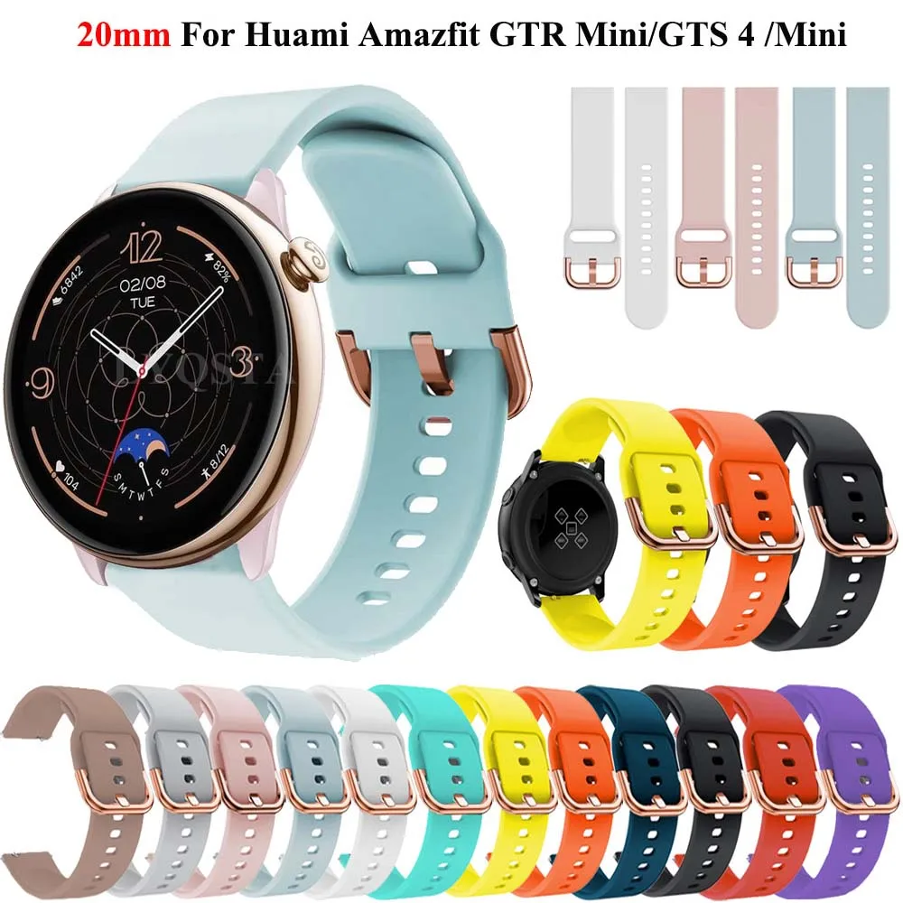 Huami Amazfit GTS 4 2 미니 2e 실리콘 시계 스트랩, Amazfit Active Bip 3 프로 GTR 미니 42mm 팔찌 밴드, 20mm