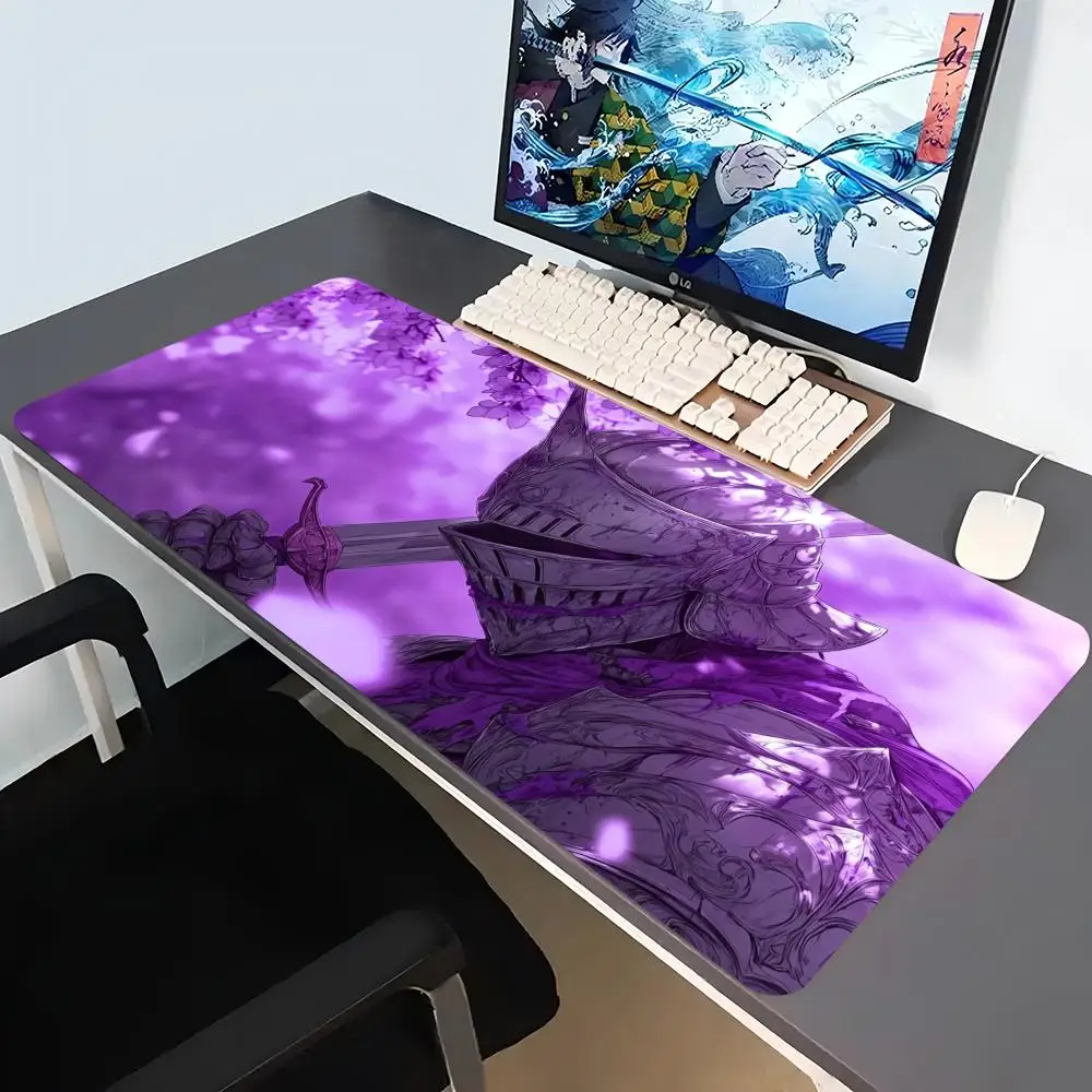 Purple Galaxy Anime Girl Large Gaming Mouse Pad Non Slip Rubber Stitched Edge HD Print Mat for Gamer Laptop Workstation