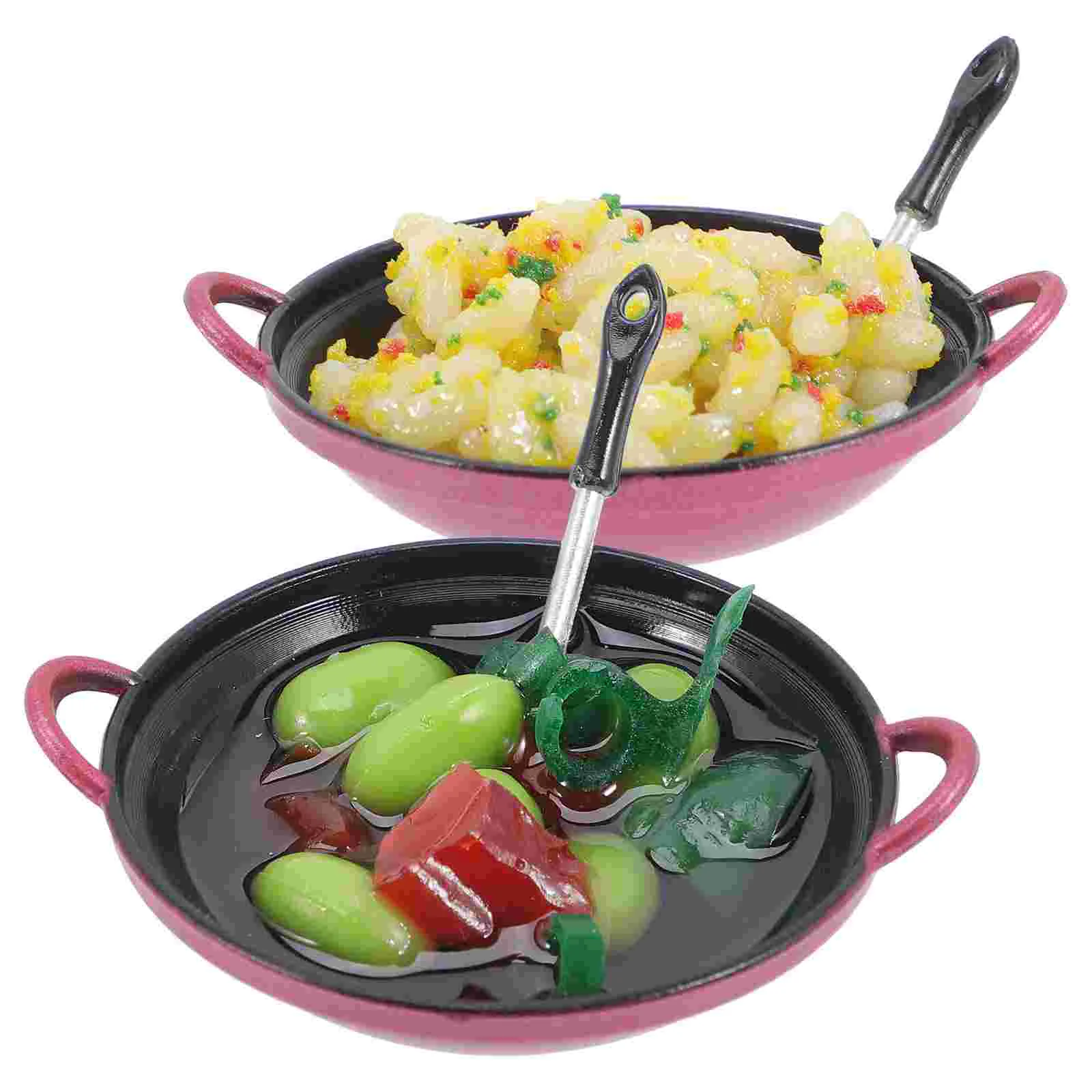 

2 Pcs Fried Rice and Vegetables Model Tiny House Kitchen Accessories Mini Dollhouse Miniatures Toys Pvc Food Child Kids