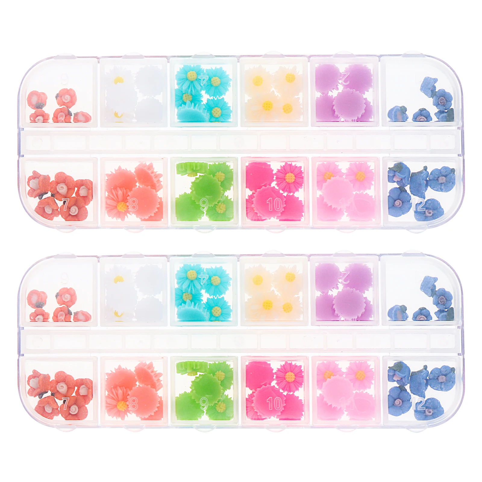 

2 Boxes 3D Resin Daisy Flower Nail naments Lightweight Travel Work Mixed Color DIY Nail Accessories Charm Decals