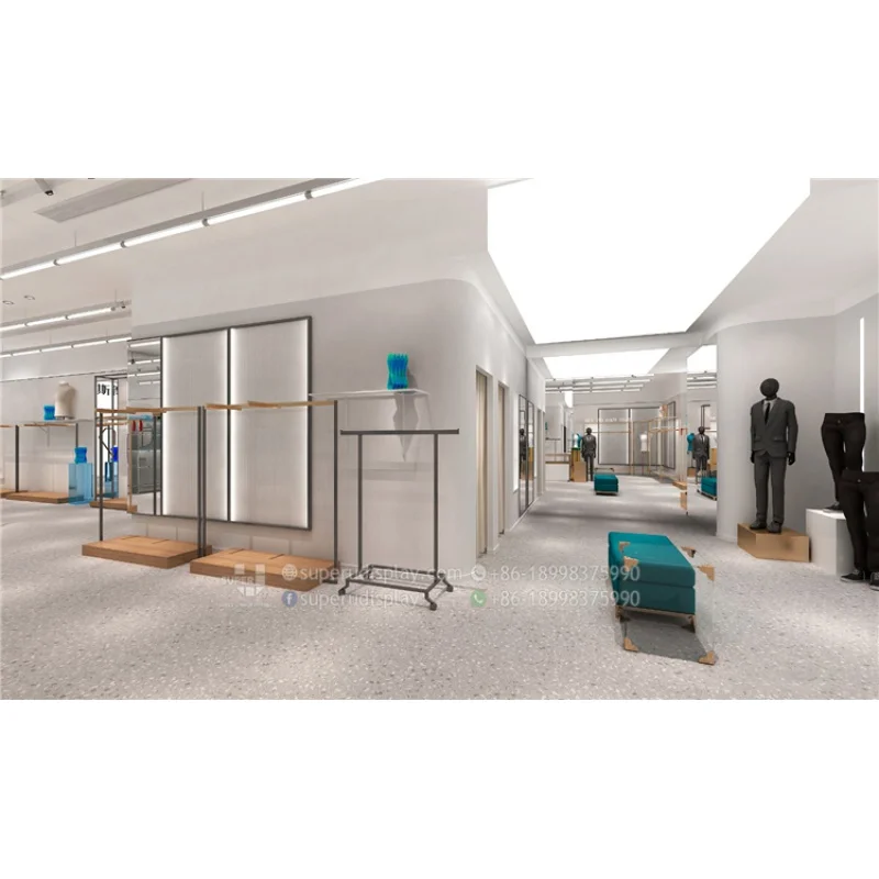 (customized)Modern Men Clothing Retailing Store Showroom Interior Layout Design Good Quality Metal Display Fixtures Fashion