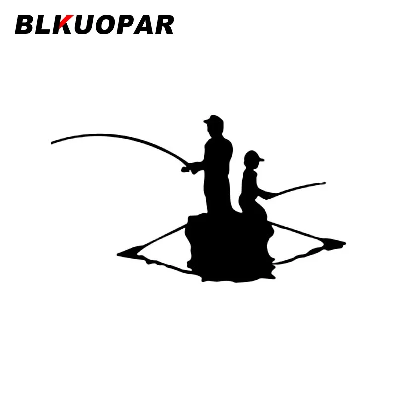 BLKUOPAR For Parent Child Double Fishing Car Stickers Personality Decoration Decal Vinyl Car Wrap Waterproof Creative Graphics