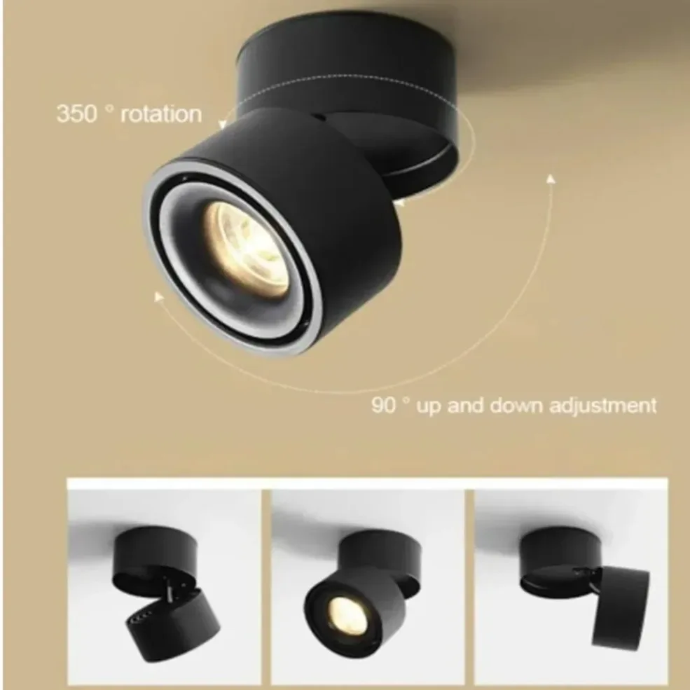 

Поверхностный вращающийся антибликовый светодиодный потолочный светильник с регулируемой яркостью 7 Вт/10 Вт/15 Вт COB Потолочный светильник Точечный светильник переменного тока 90-260 В Внутреннее освещение