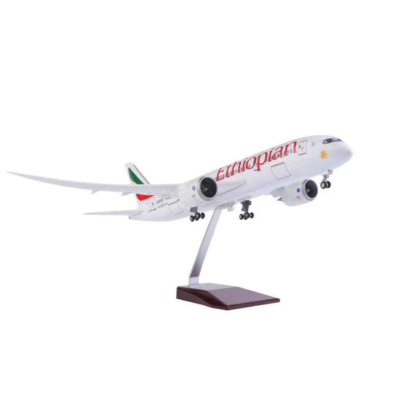 New 1/130 Scale Plane Toy Big  B787 Dreamliner Aircraft Ethiopian Airlines Airplane Toy W Light and Wheel Resin Diecast Airplane