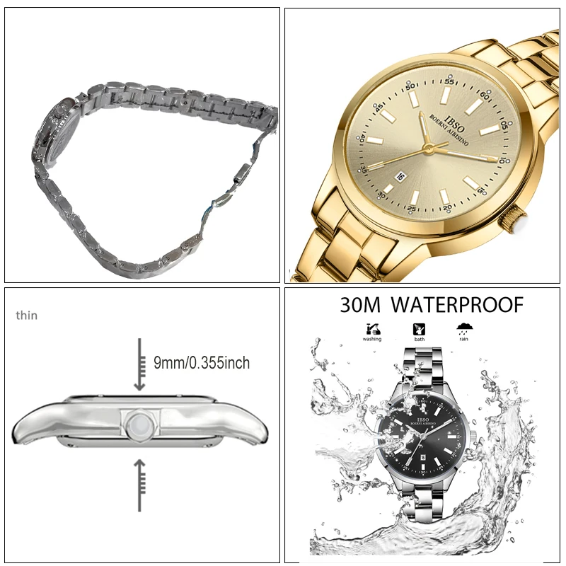 Original Brands Couple Watch Steel Golden Waterproof Vintage Piared Wristwatch Lover Gifts Luxury His Hers Handwatch Sets Silver