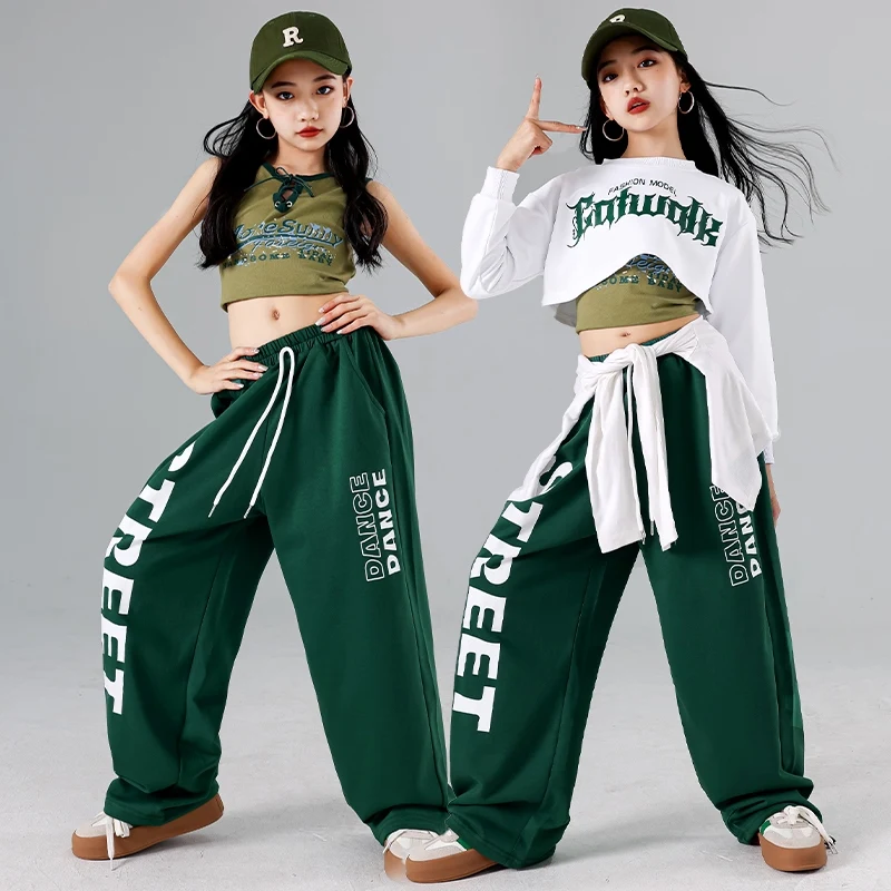 

Kids Jazz Dance Costume Girls Hip Hop Dance Pant Tops Long Sleeve Street Dance Costume Children Party Show Outfit Dancewear 1218