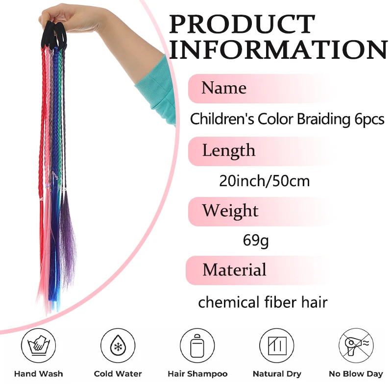Synthetic children's colorful braided braid wig ponytail imitation Fried Dough Twists braid wig