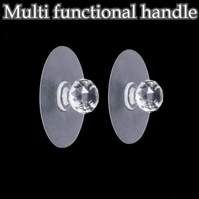 2/12 pcs Punch-free Drawer Knobs Self-Adhesive Kitchen Cabinet Handle Furniture Cupboard Dresser Window Door Push Pull Handles