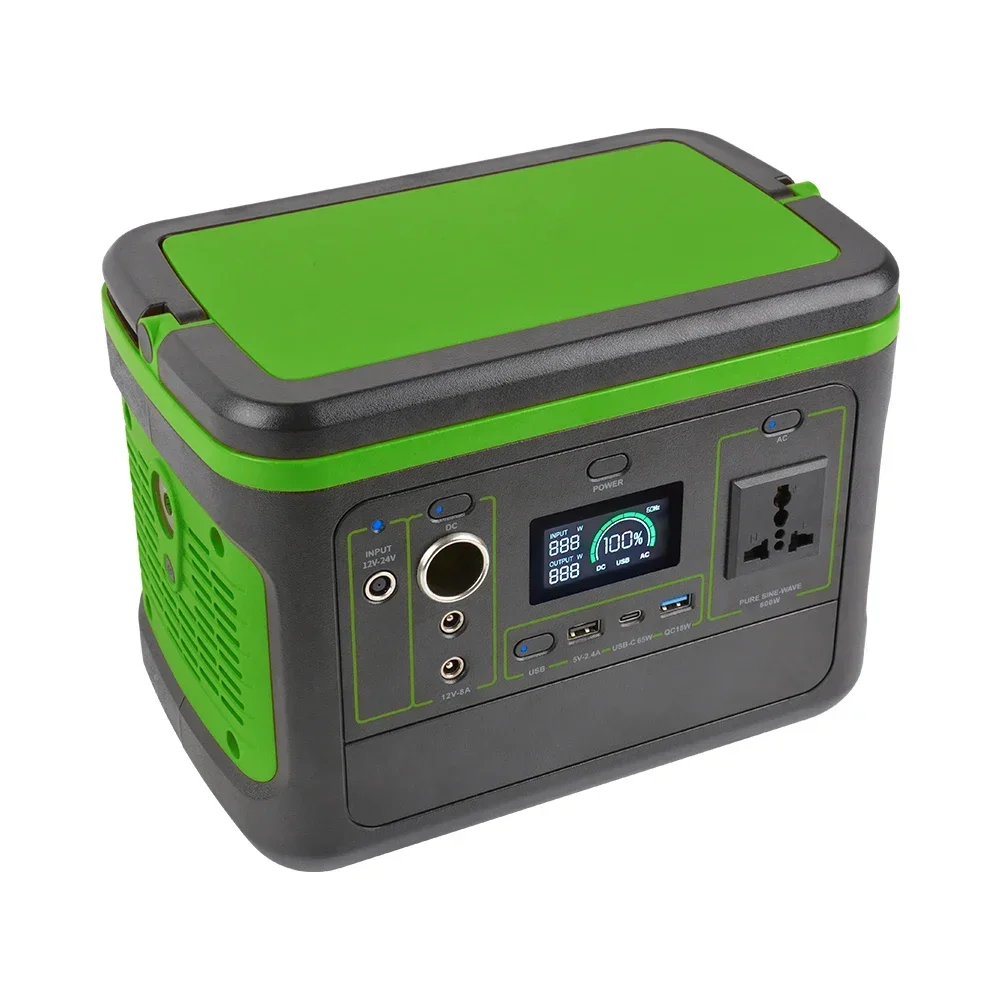 Power Station Cigar Lighter UK EU AU Plug AC Adaptor Portable Power Bank Waterproof Li Ion Pure Sine Wave Solar Generator 600W
