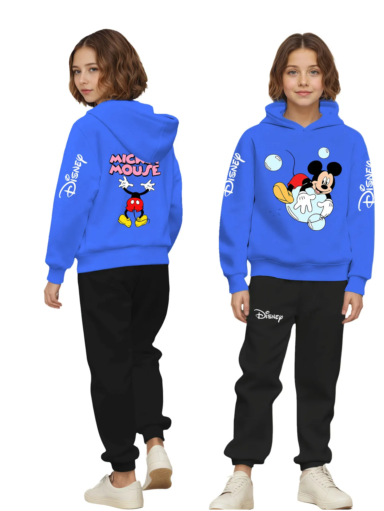 

Детский осенне-весенний повседневный комплект из 2 предметов с капюшоном + штаны с мультяшным принтом Disney «Микки Маус» для мальчиков и девочек от 2 до 13 лет