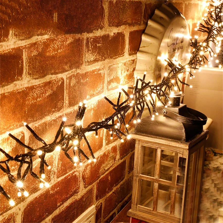 1000/1500 LED Firecracker String Light Outdoor LED Cluster Garland Fairy Lights 8 Modes Waterproof For Christmas Wedding Decor