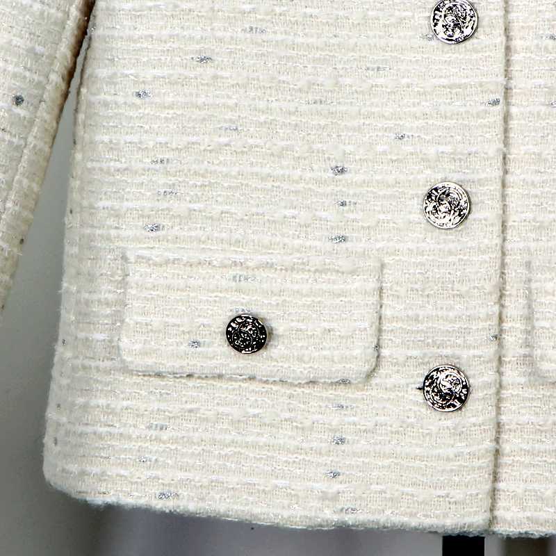 سترة تويد عصرية بتصميم جديد لعام 2025 برقبة دائرية وخفيفة الوزن فاخرة للمشاهير بتصميم مزاجي راقي