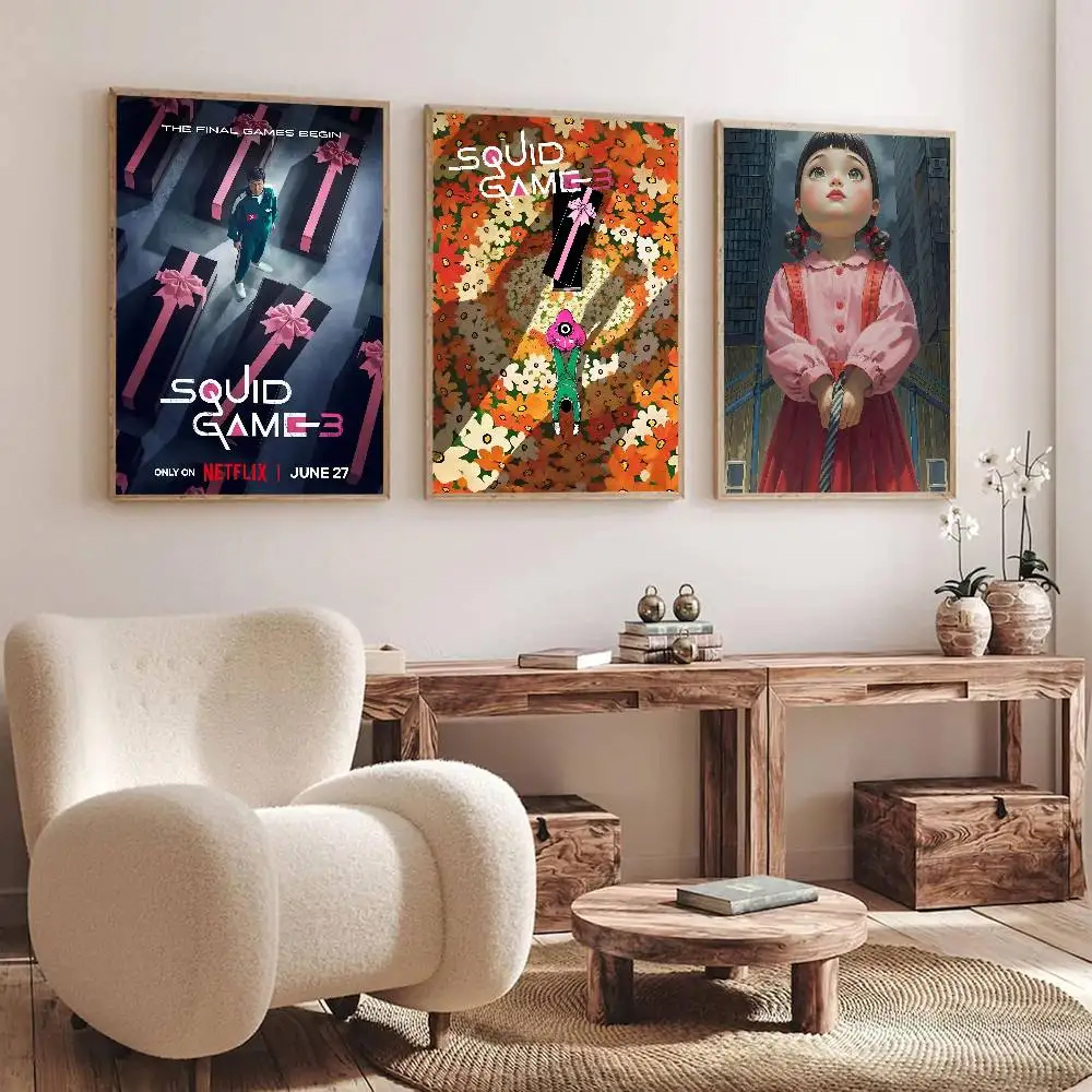 TV Game S-Squid G-Good Q-Quality Prints Poster Self Adhesive Waterproof Ideal For Living Room Bedroom Bar Decoration