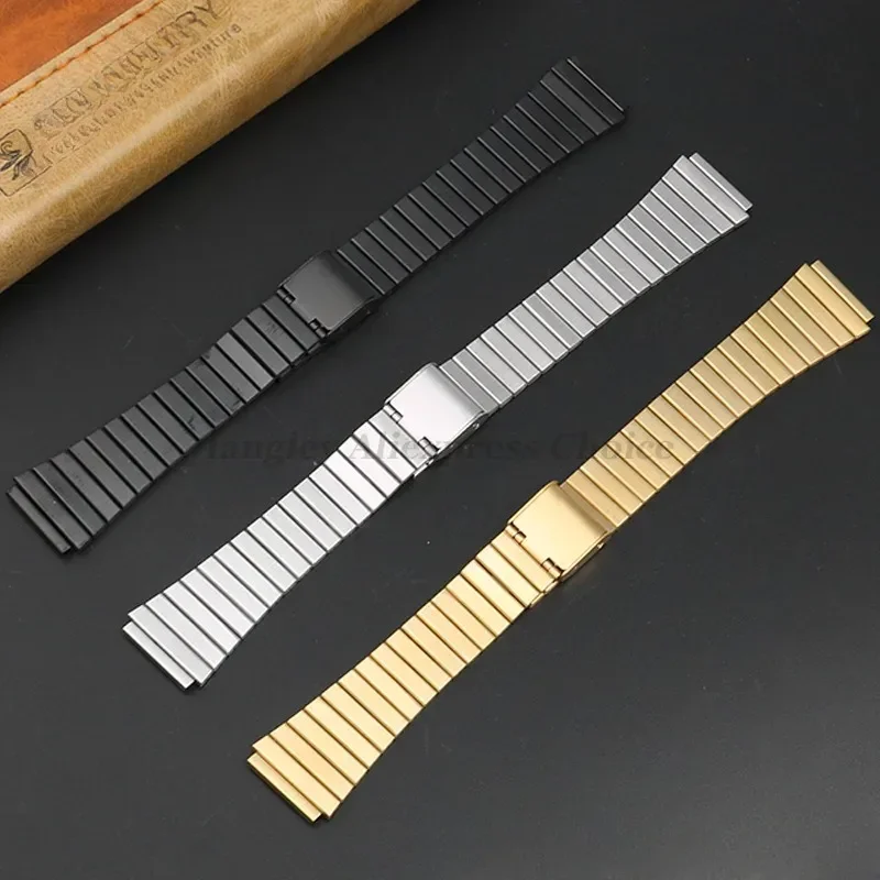 CASIO 시계 밴드 스테인레스 스틸 스트랩, 금속 초박형 스트랩, F91W F84 F105 F108 A158 A168 AE1200/1300 B650 AQ230Men, 18mm 썸네일 3