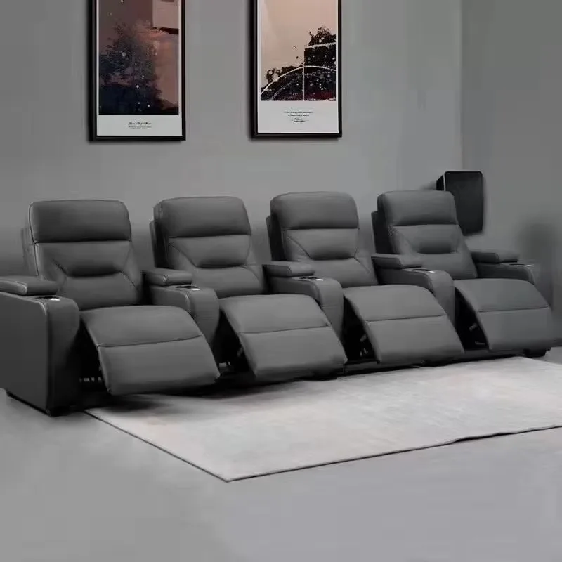 Modern Luxury Custom Electric Theater Recliner Sofa Set 3 Seater Living Room Furniture with Metal Frame for Cinemas