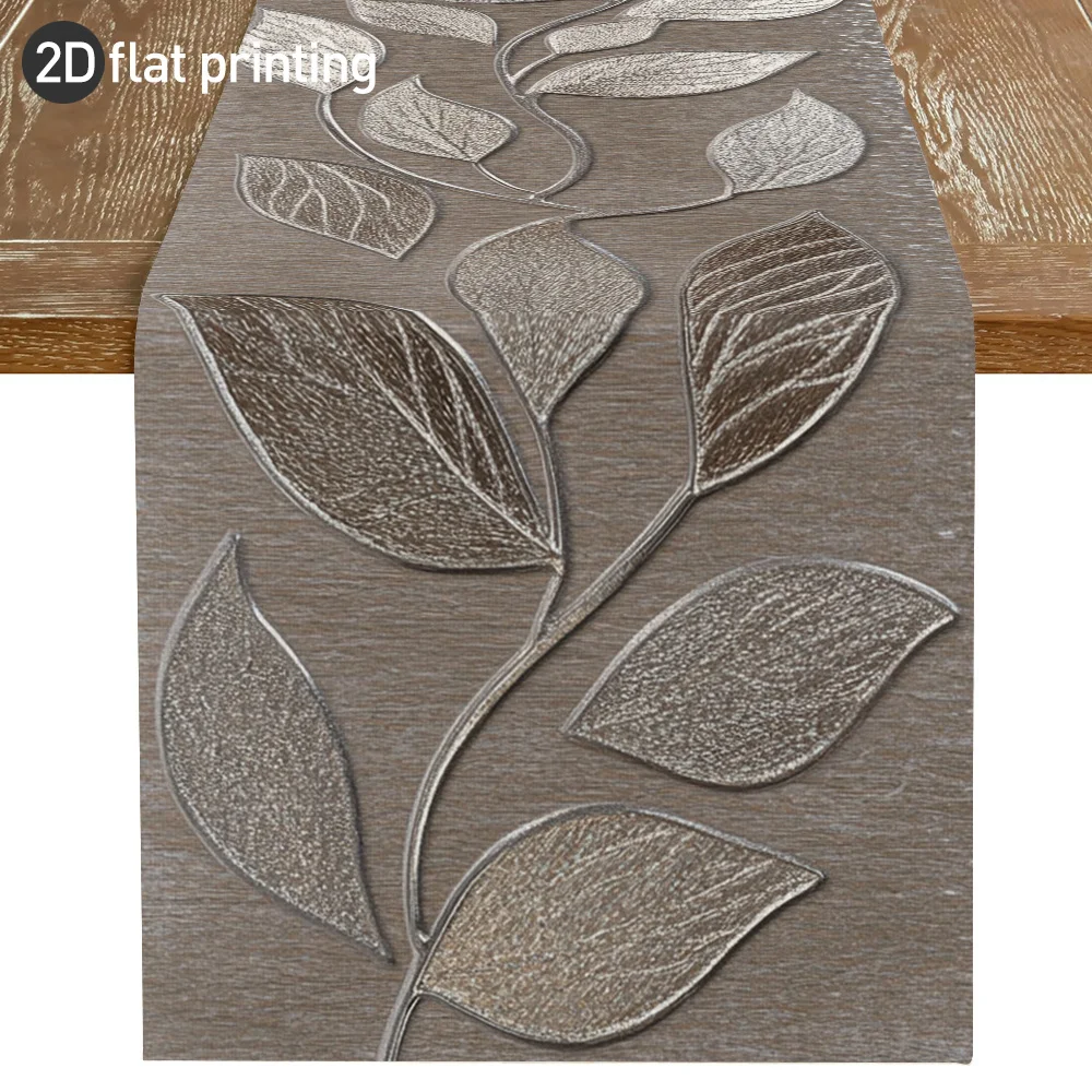 Silver Grey Leaves Decorative Wall Sticker - Modern Luxury Plant Texture Decal for Living Room Home Furniture Wall Decor