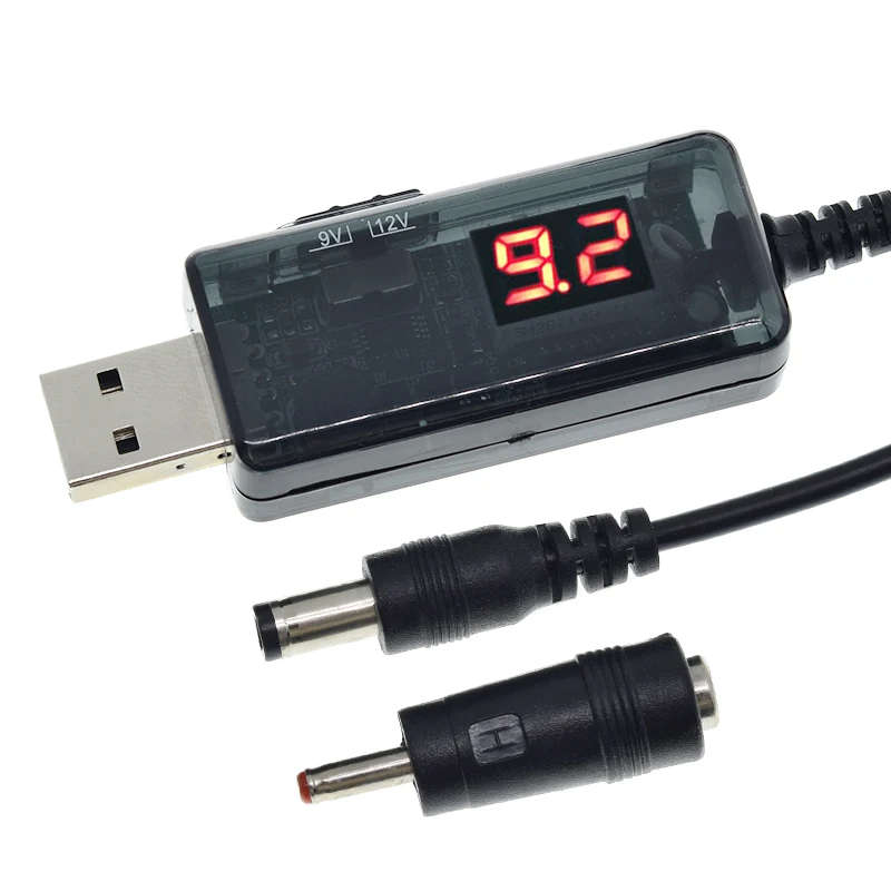 DC 5V to 9V 12V USB Step-up Converter USB Boost Converter Cable + 3.5x1.35mm Connecter For Power Supply/Charger/Power Converter