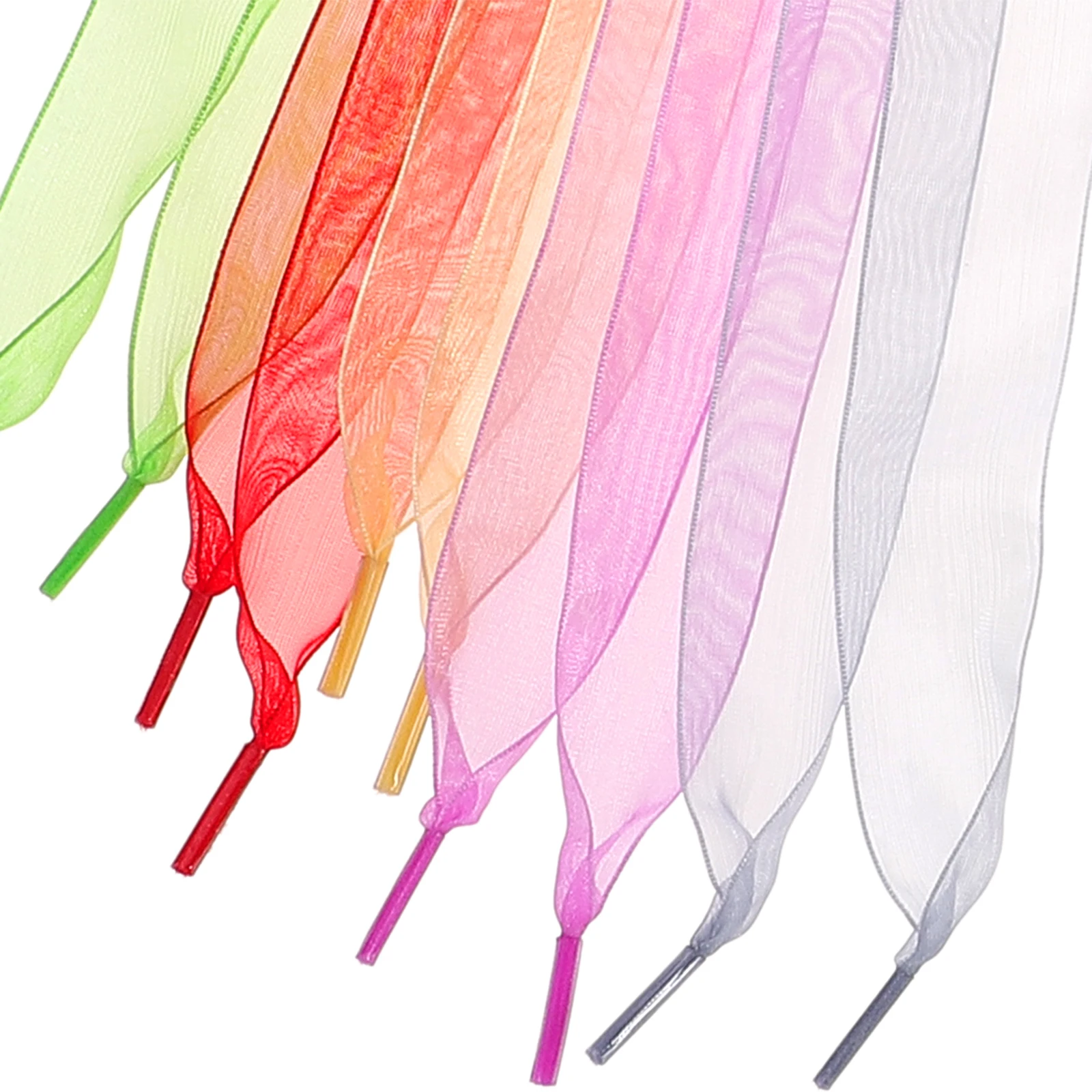 

5 Pcs Chiffon Shoe Laces for Sneakers Wide Ribbon Athletic Flat Colored Fashionable Women Girls Soft