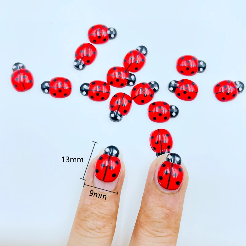 70Pcs New Resin Cute Cartoon Colorful Beautiful Red Beetle Flat Back Rhinestone Appliques DIY Wedding Scrapbook Craft A41