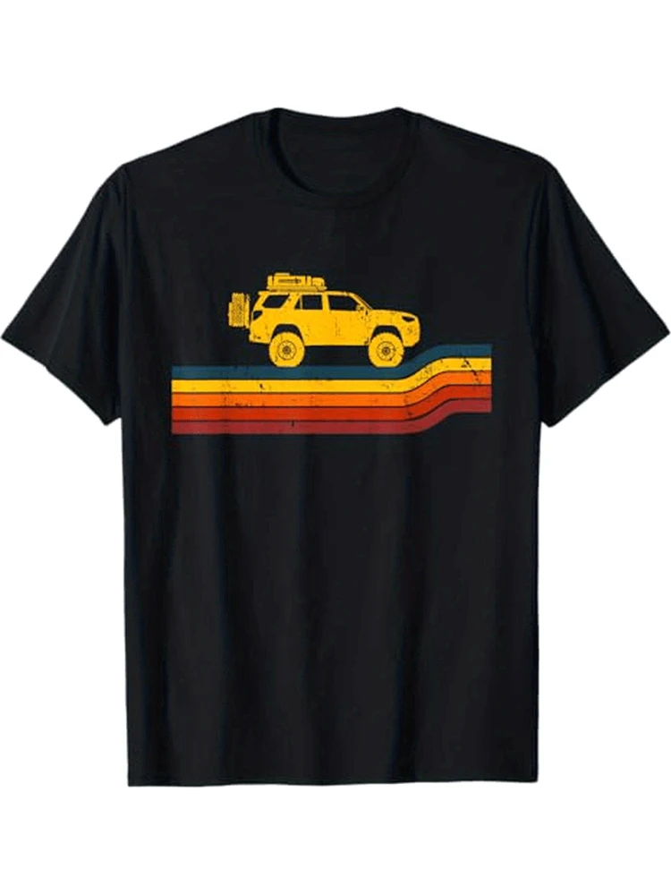

Vintage 4X4 Off-Road Adventure Graphic-Durable Retro SUV Design-100% cotton O-neck short sleeve printed men's T-shirt.