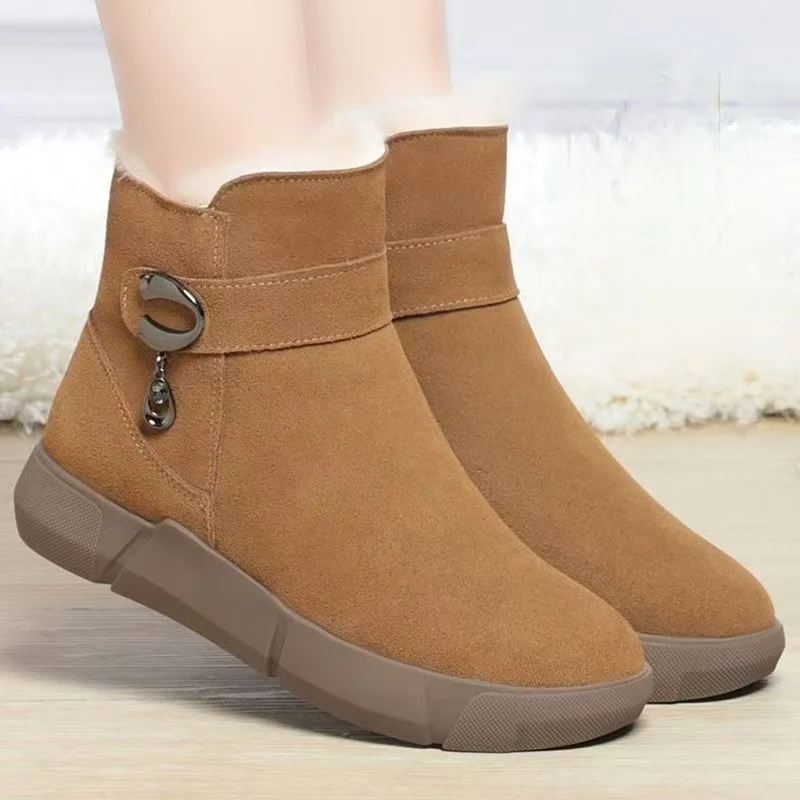 

Women's Winter New High Top Flat sole Snow Boot Thick Sole Non Slip Waterproof Round Toe Plush Thickened Warm Ankle Cotton Boot
