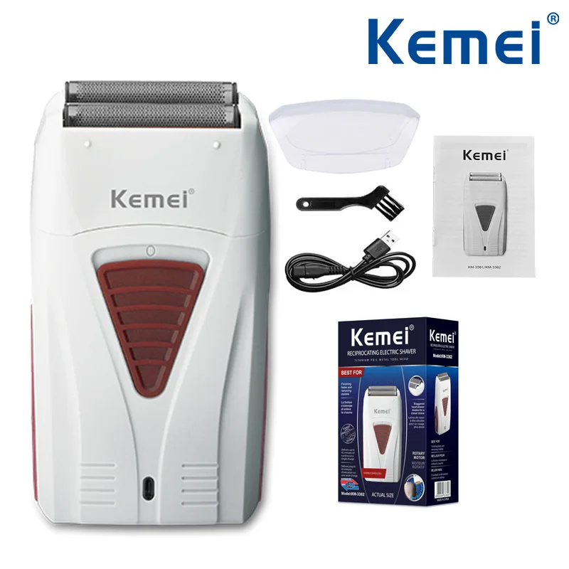 36912-da8666.jpg Kemei KM-3382 Afeitadora Eléctrica para Hombre Recargable por USB