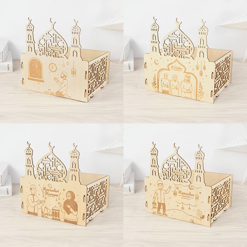 

Wooden Eid Mubarak Food Tray Cake Display Ramadan Kareem Decoration for Home 2024 Islamic Muslim Party Supplies Eid Al Adha Gift