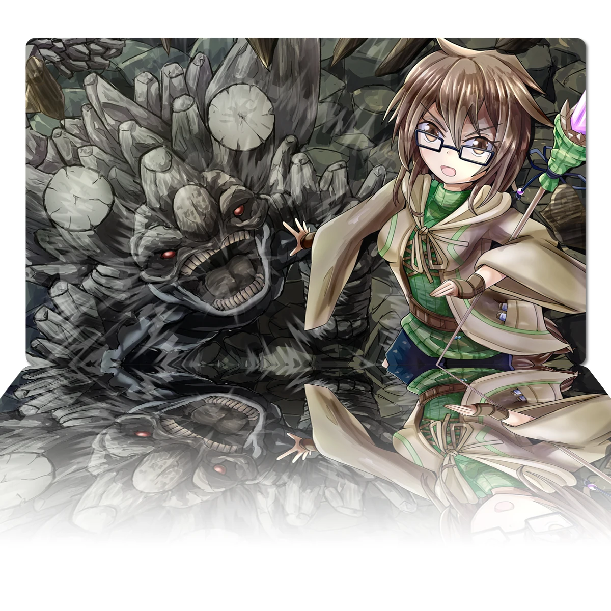 YuGiOh Playmat  Aussa The Earth Charmer Dragon Ruler of Pebbles TCG CCG Board Game Trading Card Game Mat Mouse Pad Desk Mat Bag