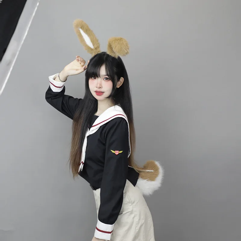 수제 봉제 인조 모피 토끼 귀 머리띠, 로리타 헤어웨어, 여성 코스프레 액세서리, 동물 귀 머리띠, 소녀 모자