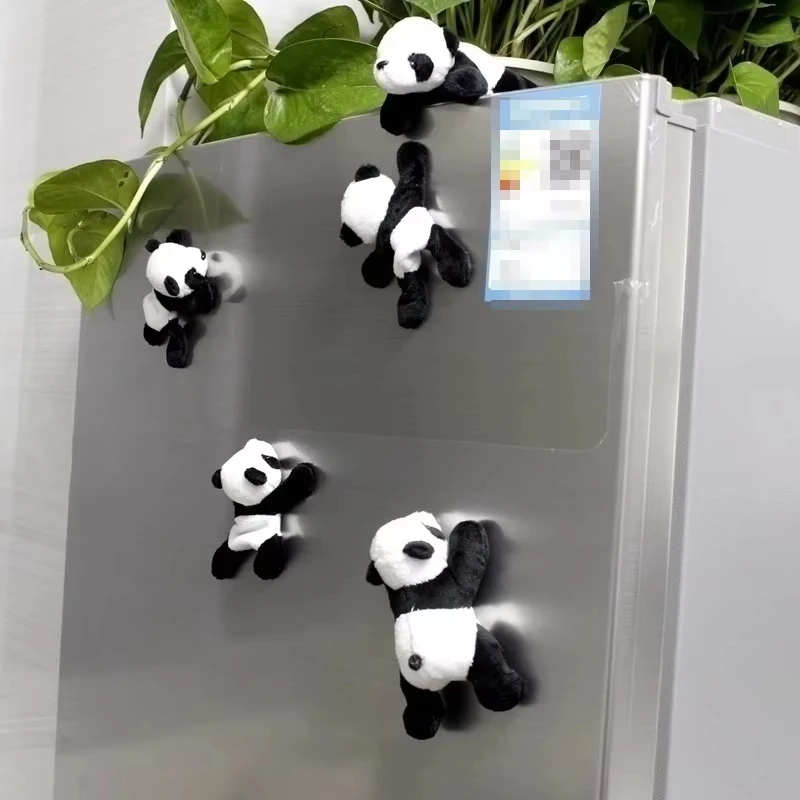 1Pcs Cartoon Cute Soft Plush Panda Magnet Oval Fabric Fridge Decor Strong Magnet Refrigerator Sticker for Gifting and Organizing